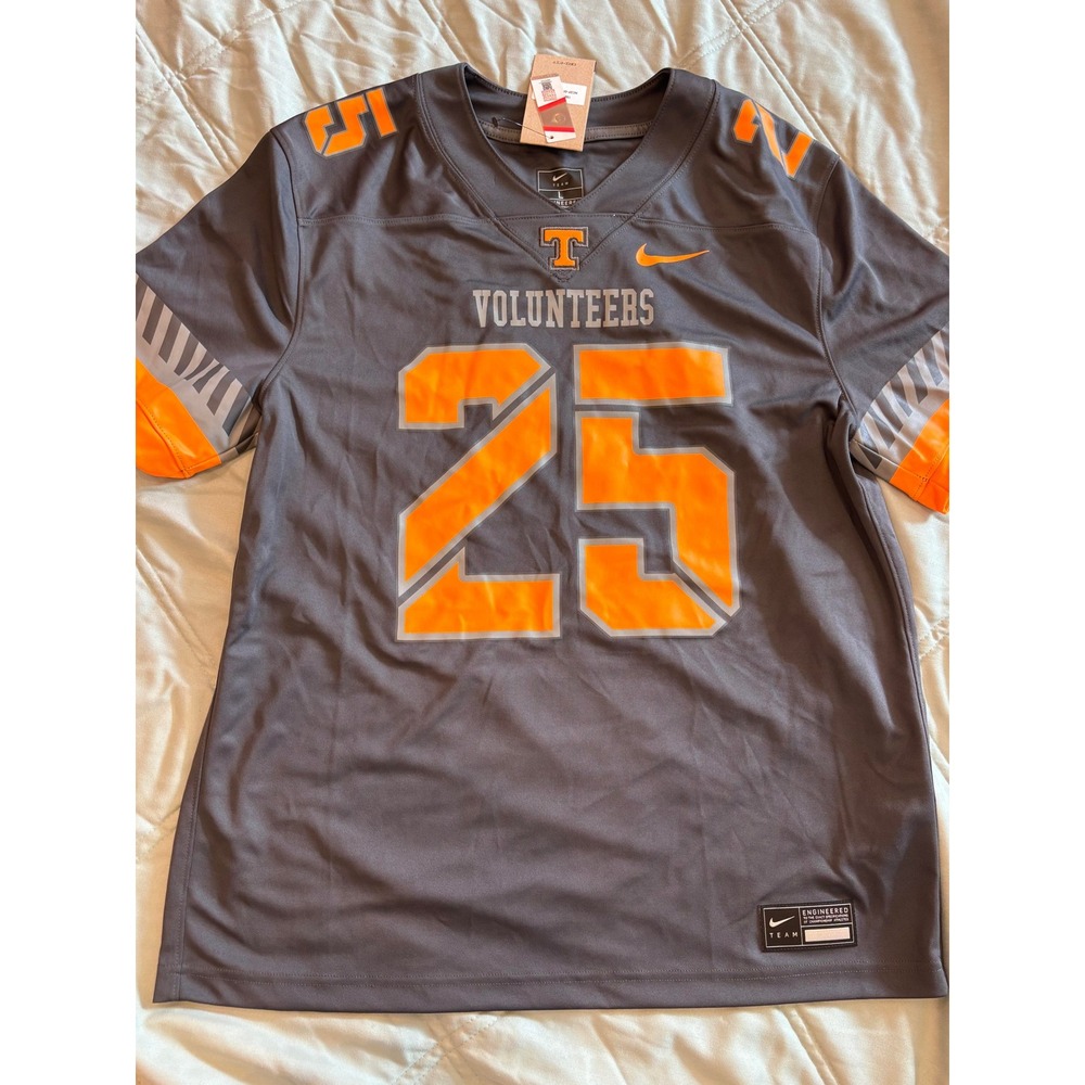 Nike Tennessee Volunteers Jersey #25 Charcoal Grey Orange Men Size Large